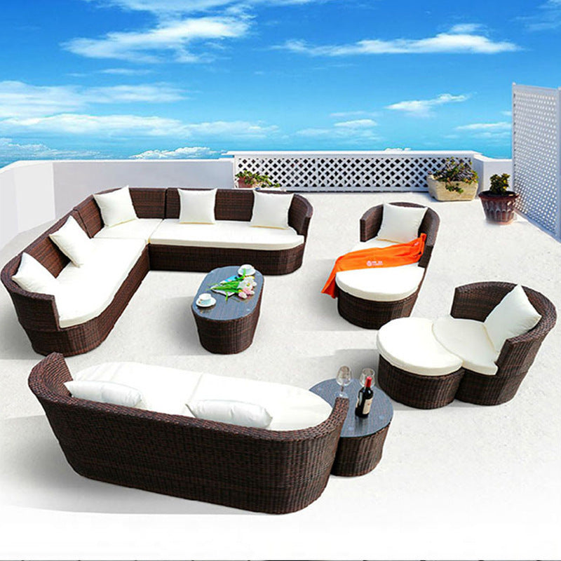 Outdoor rattan sofa combination villa courtyard garden sun room B & B outdoor open-air balcony leisure rattan sofa