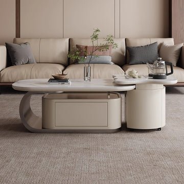 Rock slab coffee table living room 2025 new household small apartment modern light luxury high-end sense with kettle to make tea