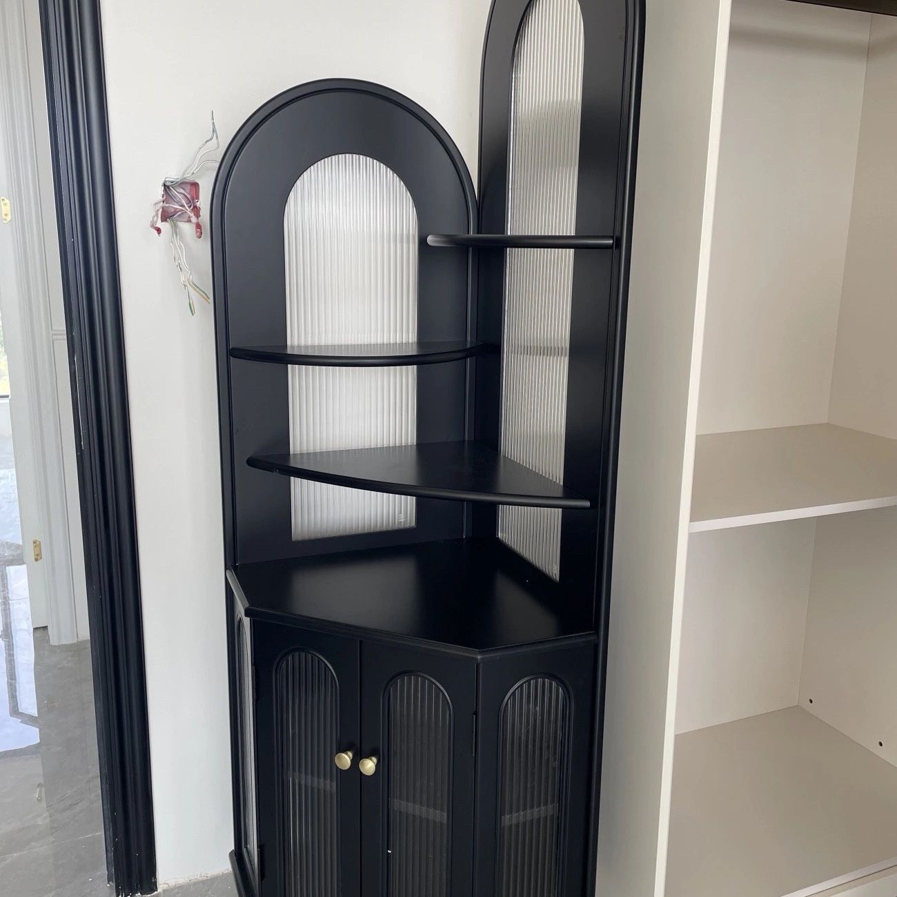 French retro solid wood triangle living room shelf corner bedroom small apartment bookshelf corner corner corner storage