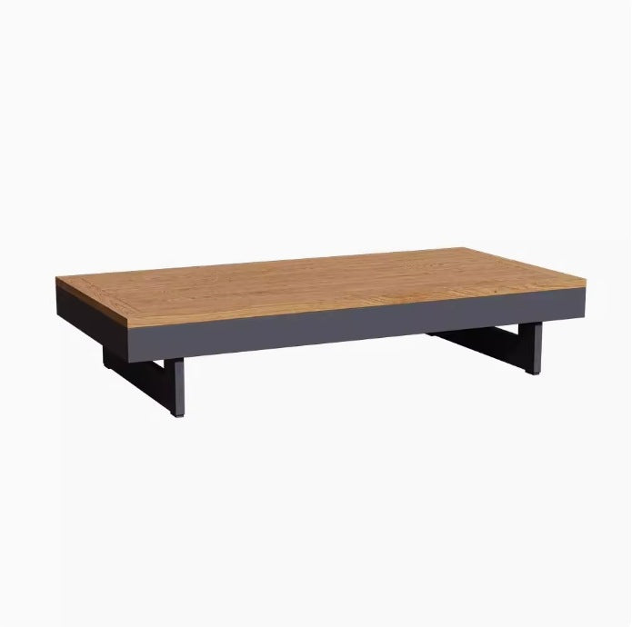 Outdoor sofa corner teak aluminum alloy tea table courtyard leisure villa hotel antiseptic wood combination open-air furniture