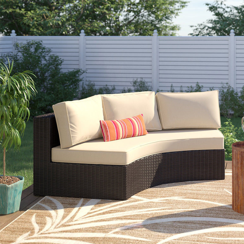 Rattan sofa combination courtyard garden leisure outdoor living room semi-circular arc rattan chair terrace outdoor furniture