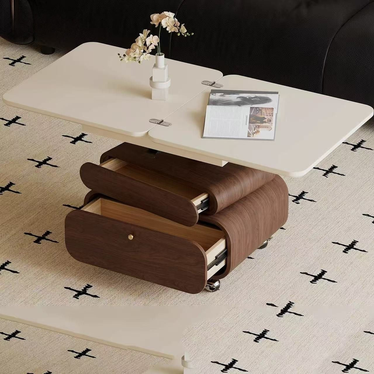 Maker/medieval style movable folding coffee table living room household small apartment coffee table dining table two-in-one lift
