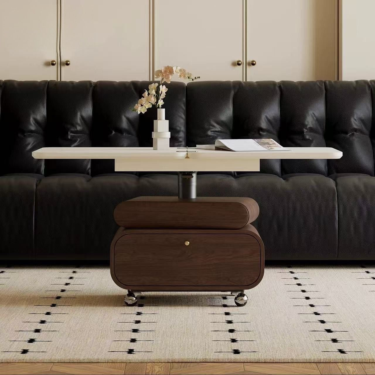 Maker/medieval style movable folding coffee table living room household small apartment coffee table dining table two-in-one lift