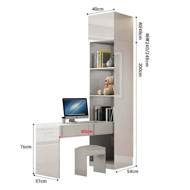 Glass door wardrobe modern minimalist bedroom household solid wood wardrobe bright paint cabinet furniture delivery