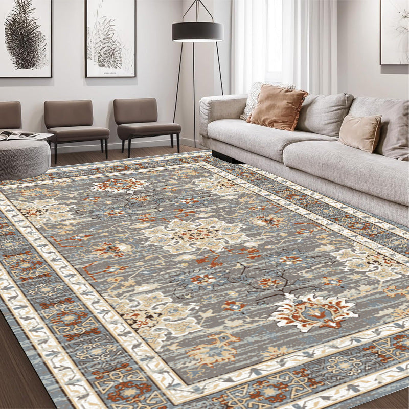 European and American abstract retro printing living room carpet, high penetration short hair foldable washed non-slip floor mat bedroom bed