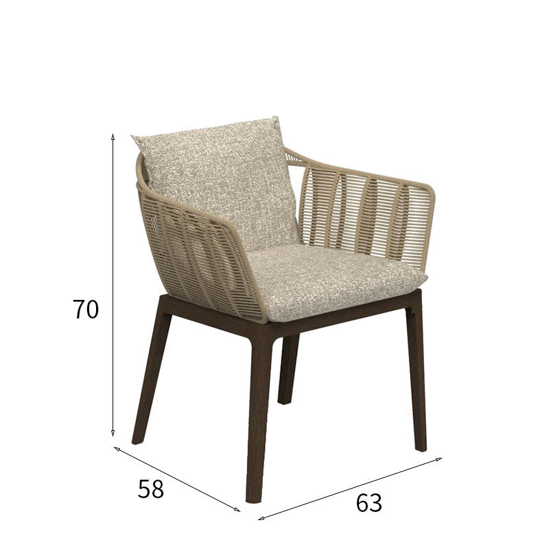 Outdoor dining table and chair combination teak courtyard villa garden restaurant outdoor leisure model room bed and breakfast rattan chair furniture