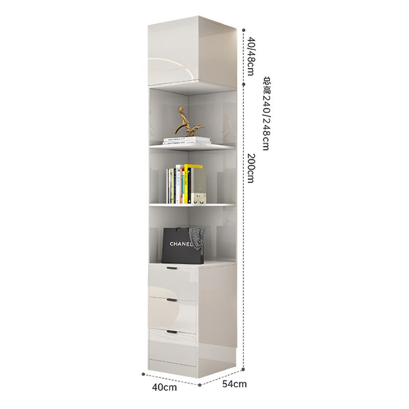 Glass door wardrobe modern minimalist bedroom household solid wood wardrobe bright paint cabinet furniture delivery