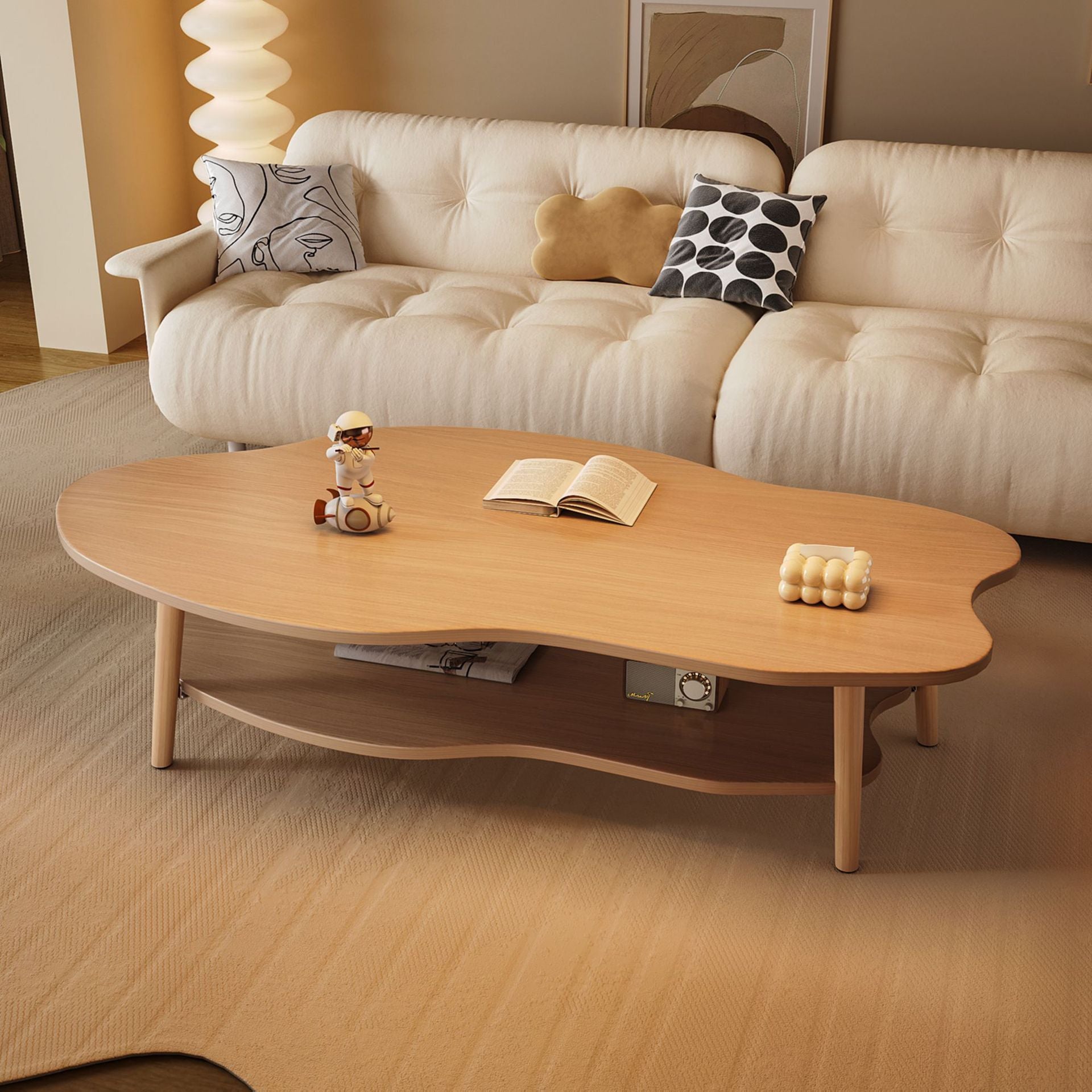 Coffee table small apartment new light luxury double-layer sofa tea table rental house small table modern living room household cloud table