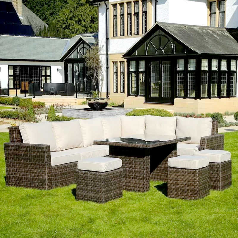 Outdoor rattan sofa courtyard combination three-person rattan chair sun protection waterproof living room rattan outdoor rattan art furniture villa