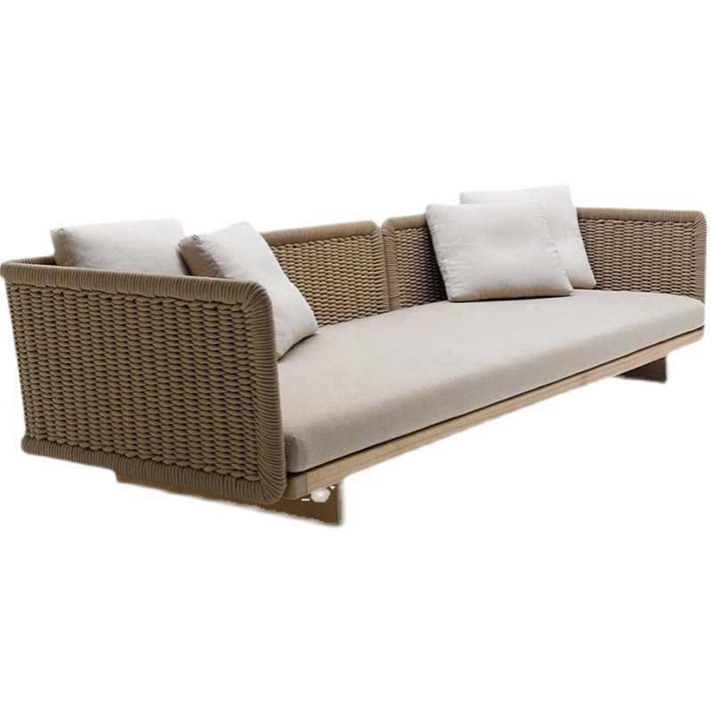 Nordic outdoor leisure sofa waterproof sunscreen rattan chair outdoor hotel courtyard garden terrace teak rattan combination
