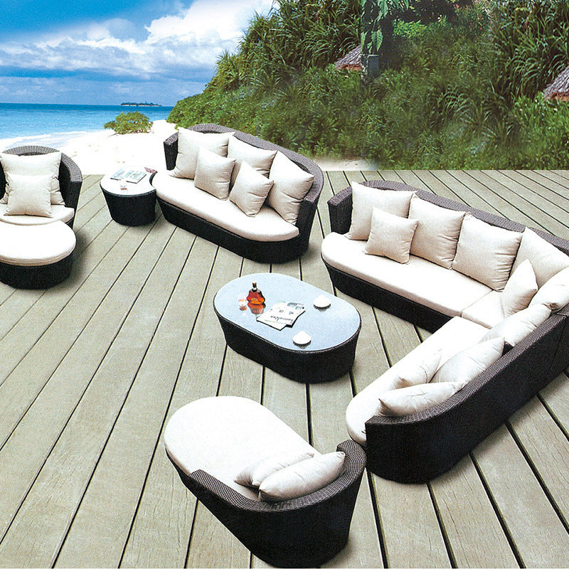 Outdoor rattan sofa combination villa courtyard garden sun room B & B outdoor open-air balcony leisure rattan sofa