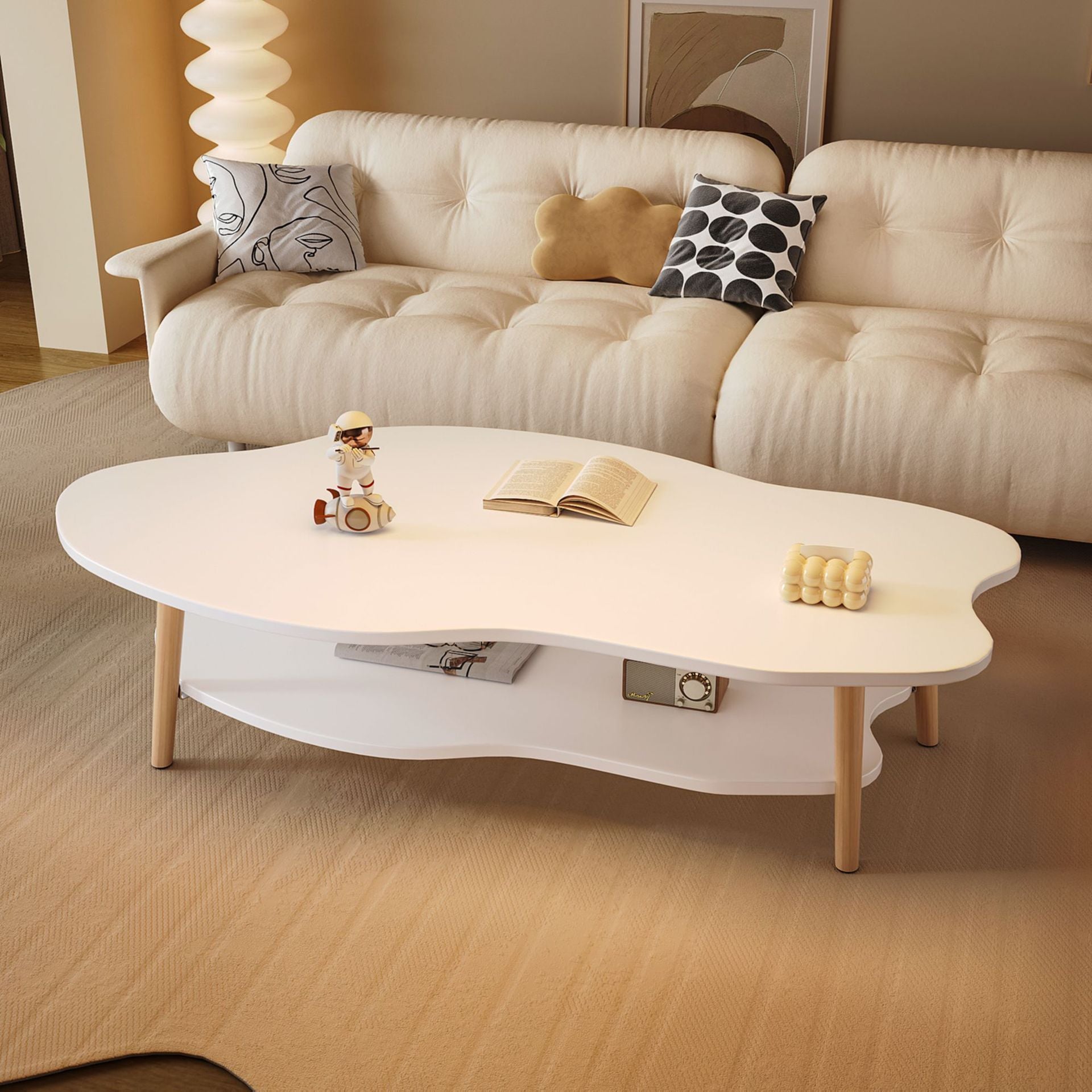 Coffee table small apartment new light luxury double-layer sofa tea table rental house small table modern living room household cloud table