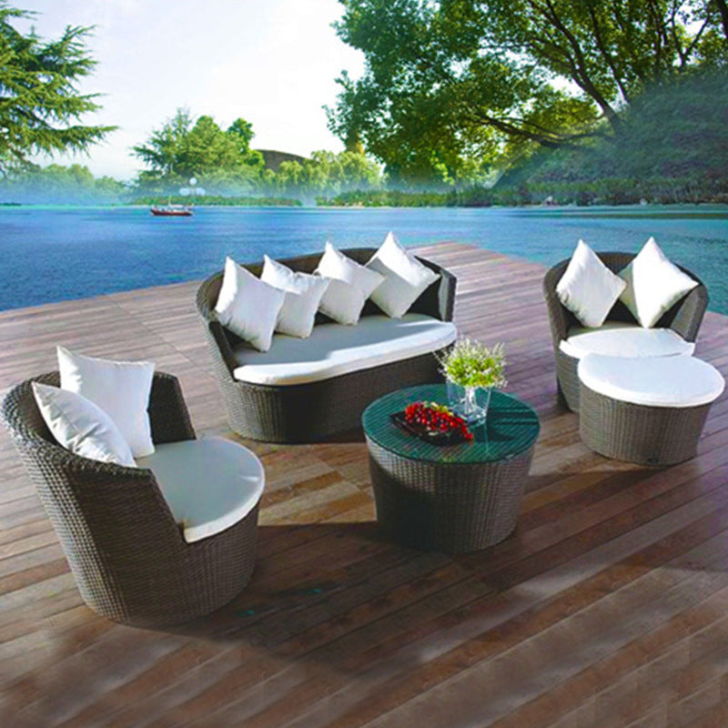 Outdoor rattan sofa combination villa courtyard garden sun room B & B outdoor open-air balcony leisure rattan sofa