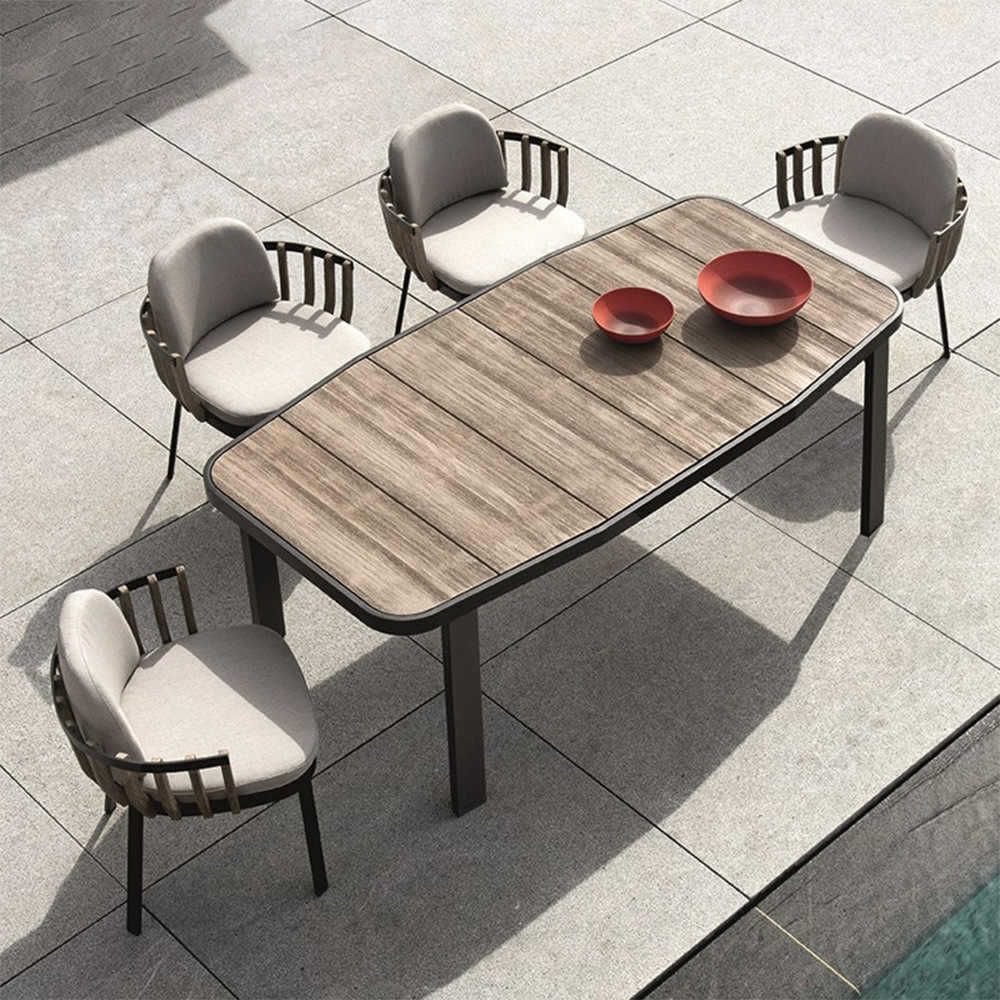 Outdoor sofa teak villa leisure combination rattan chair solid wood coffee table outdoor garden courtyard model furniture