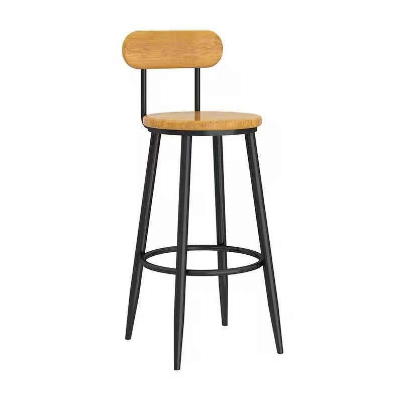 Modern simple wrought iron bar chair high stool Nordic home backrest bar chair light luxury black bar chair high chair