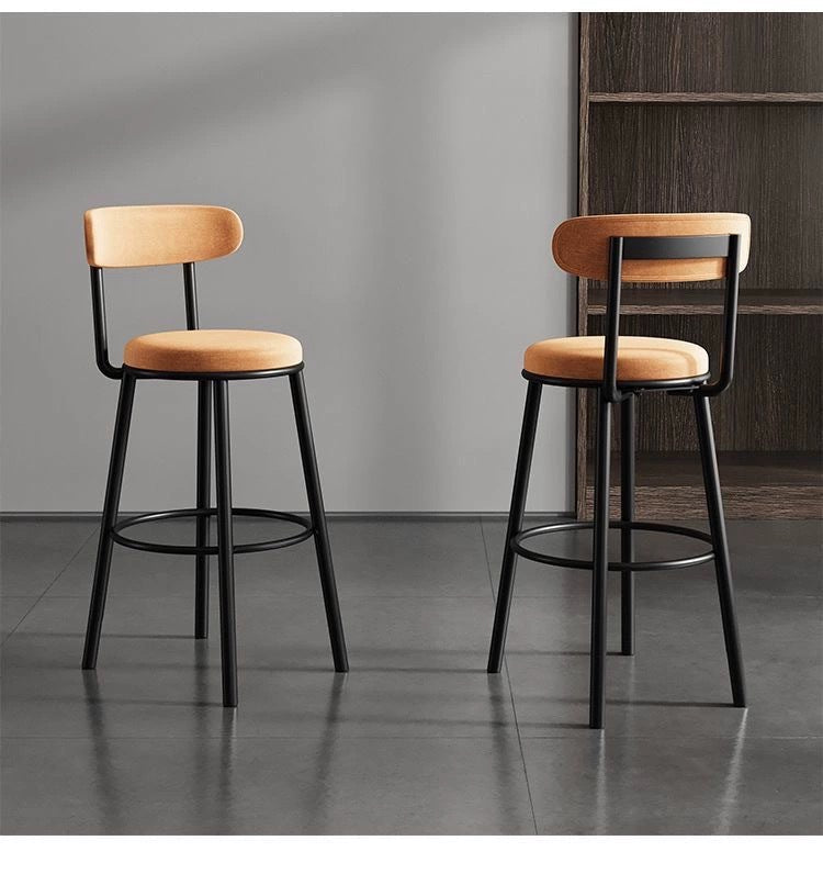 Modern simple wrought iron bar chair high stool Nordic home backrest bar chair light luxury black bar chair high chair