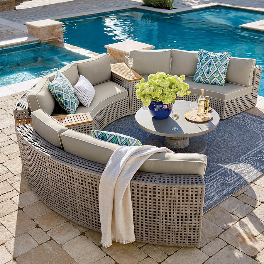 Rattan sofa combination courtyard garden leisure outdoor living room semi-circular arc rattan chair terrace outdoor furniture