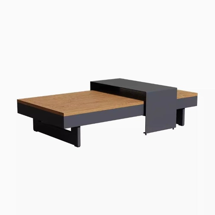Outdoor sofa corner teak aluminum alloy tea table courtyard leisure villa hotel antiseptic wood combination open-air furniture