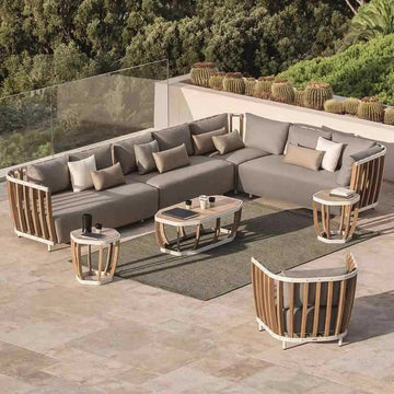 Outdoor sofa teak villa leisure combination rattan chair solid wood coffee table outdoor garden courtyard model furniture