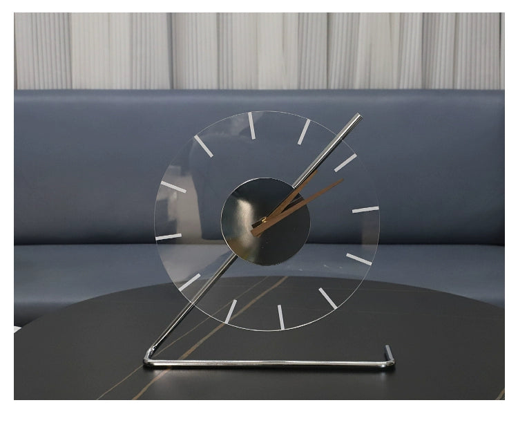 Haoke Chuangyi Home Furnishing Modern Simple Acrylic Metal Clock Table Clock Tabletop Ornament Study Living Room Bedroom