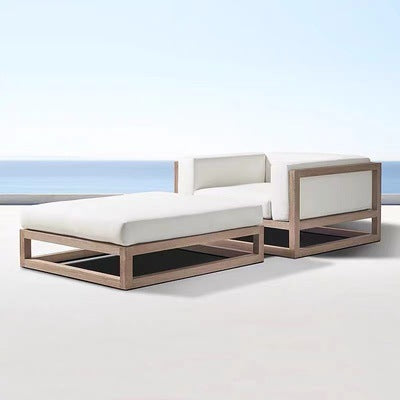 Outdoor aluminum alloy leisure furniture waterproof and sunscreen courtyard garden B & B terrace outdoor balcony wood grain paint sofa