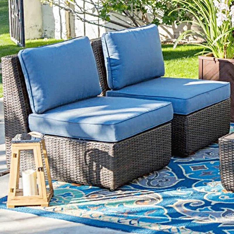 Balcony rattan furniture garden courtyard leisure rattan chair outdoor American country L-shaped corner combination sofa coffee table