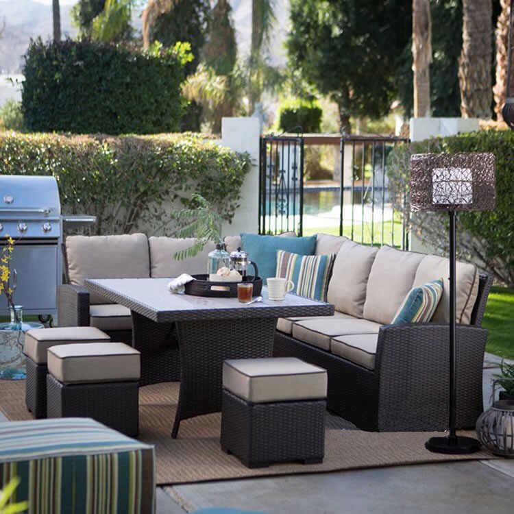 Outdoor rattan sofa courtyard combination three-person rattan chair sun protection waterproof living room rattan outdoor rattan art furniture villa