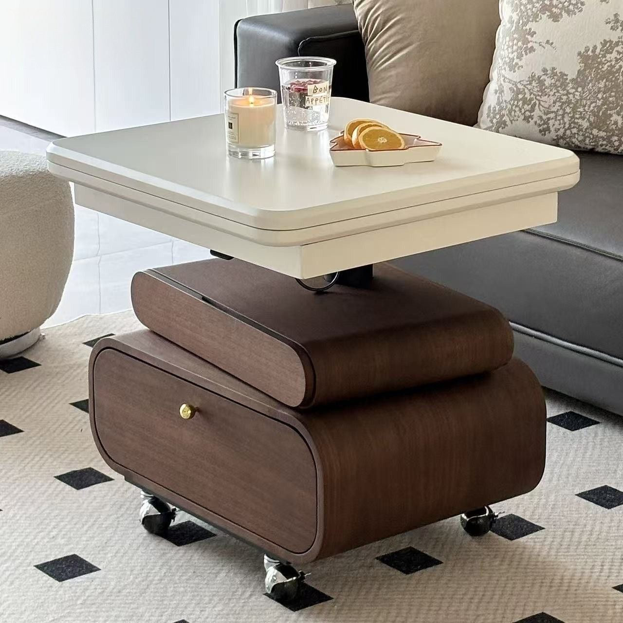 Maker/medieval style movable folding coffee table living room household small apartment coffee table dining table two-in-one lift