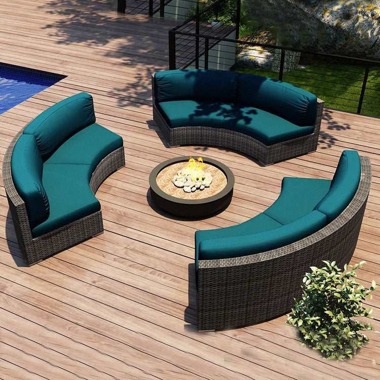 Rattan sofa combination courtyard garden leisure outdoor living room semi-circular arc rattan chair terrace outdoor furniture