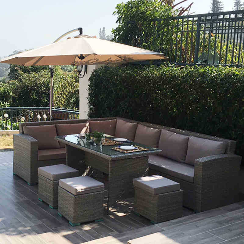 Outdoor rattan sofa courtyard combination three-person rattan chair sun protection waterproof living room rattan outdoor rattan art furniture villa