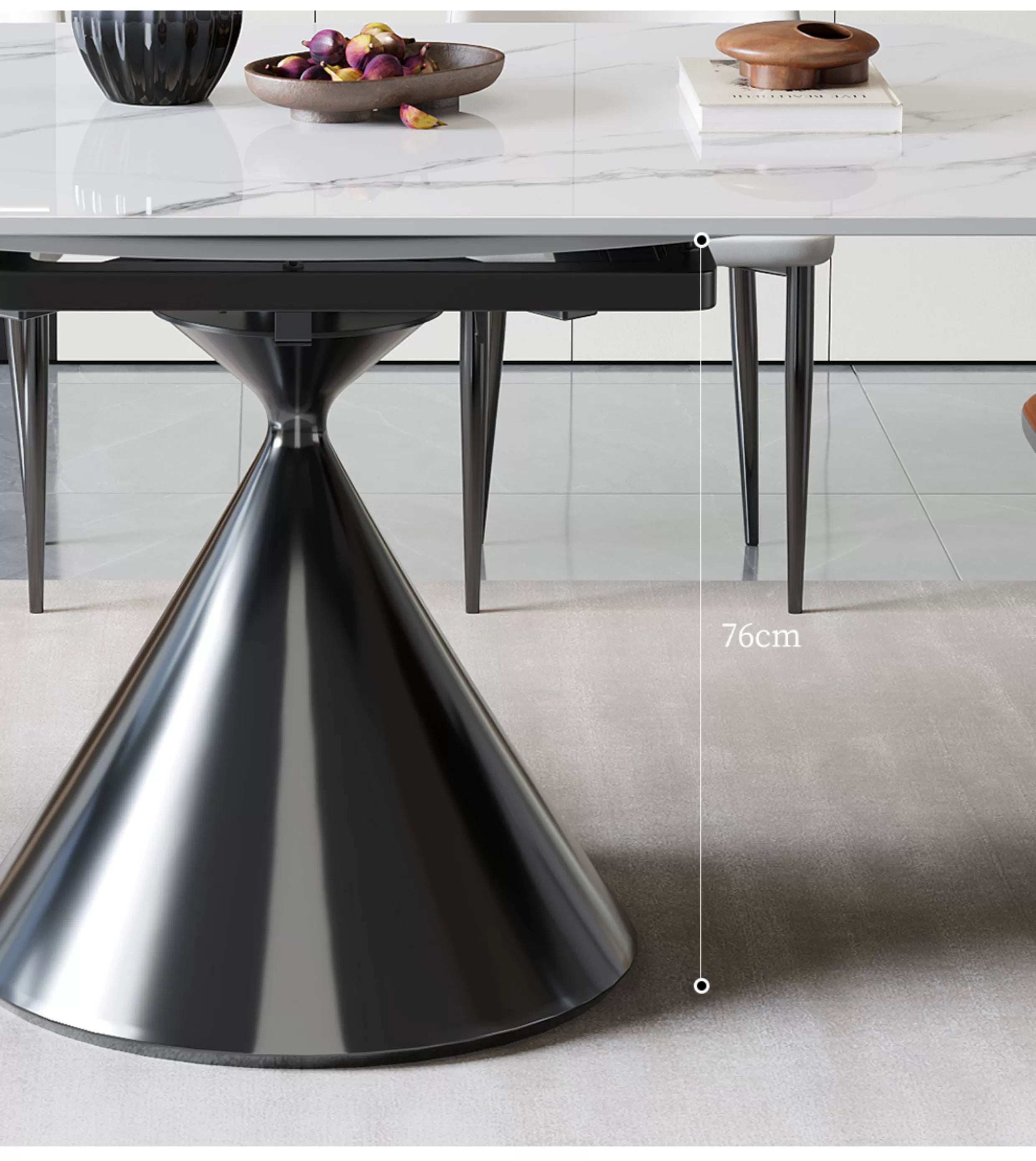 Italian light luxury rotating rock slab dining table household small apartment square and round dual-purpose retractable folding dining table and chair combination