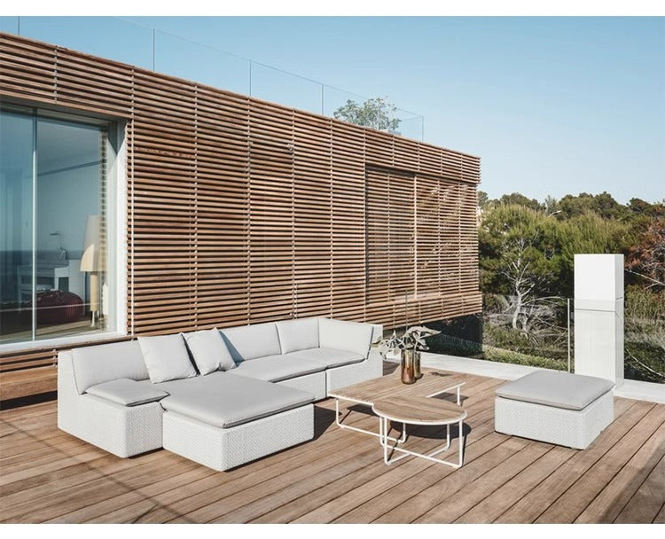 Villa courtyard leisure sofa simple design outdoor waterproof sunscreen hotel homestay rattan recliner furniture combination