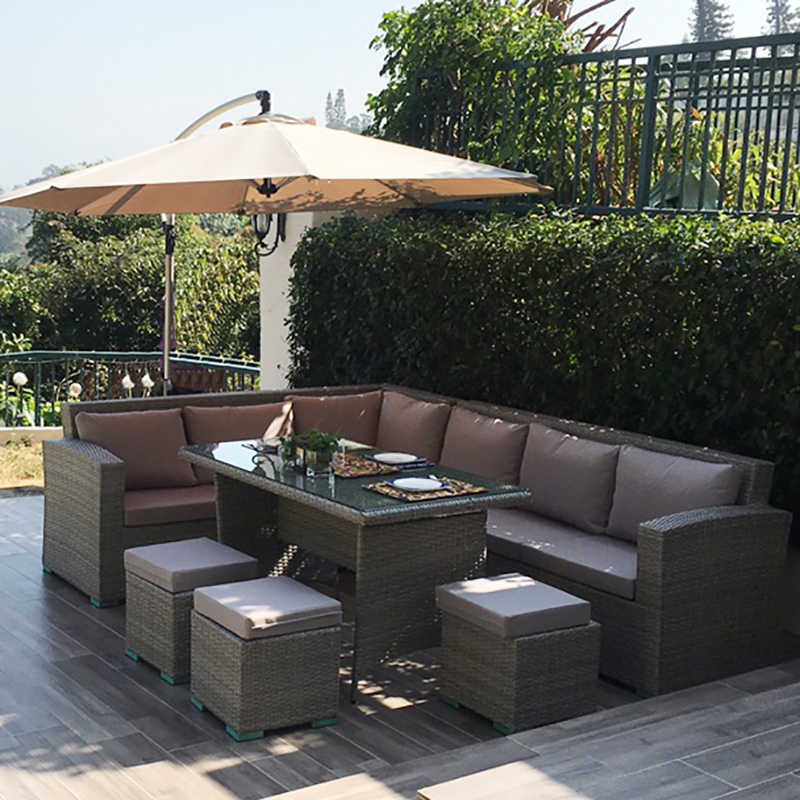 Outdoor rattan sofa courtyard combination three-person rattan chair sun protection waterproof living room rattan outdoor rattan art furniture villa