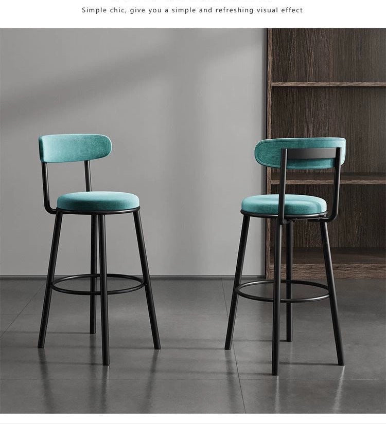 Modern simple wrought iron bar chair high stool Nordic home backrest bar chair light luxury black bar chair high chair