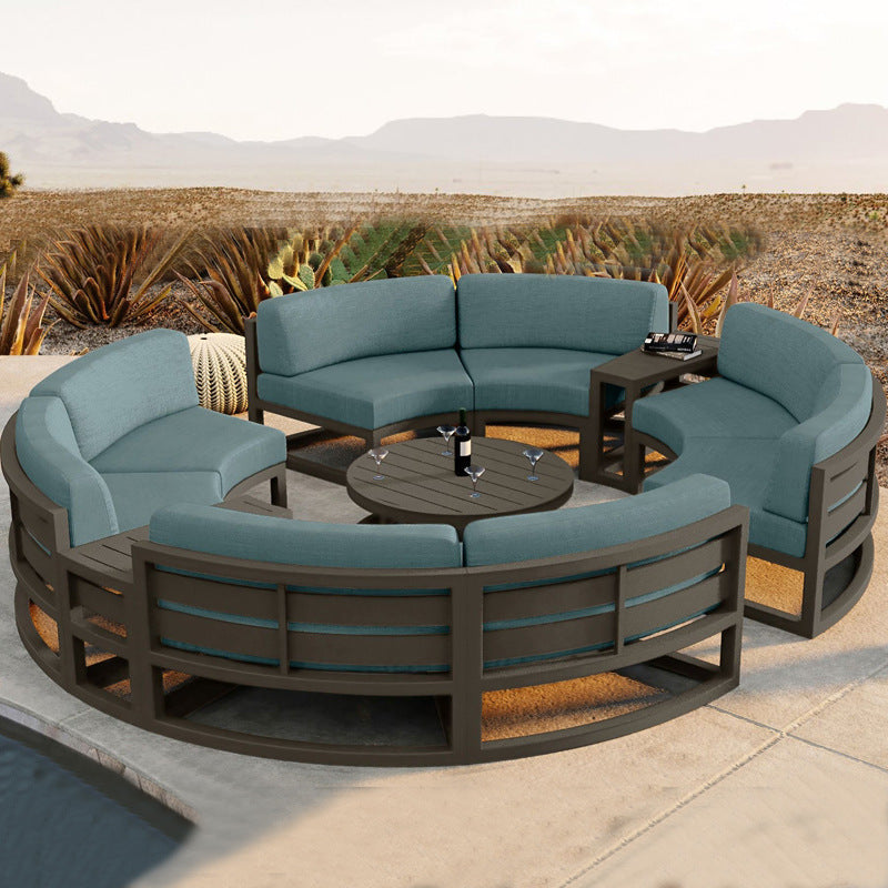 Rattan sofa combination courtyard garden leisure outdoor living room semi-circular arc rattan chair terrace outdoor furniture