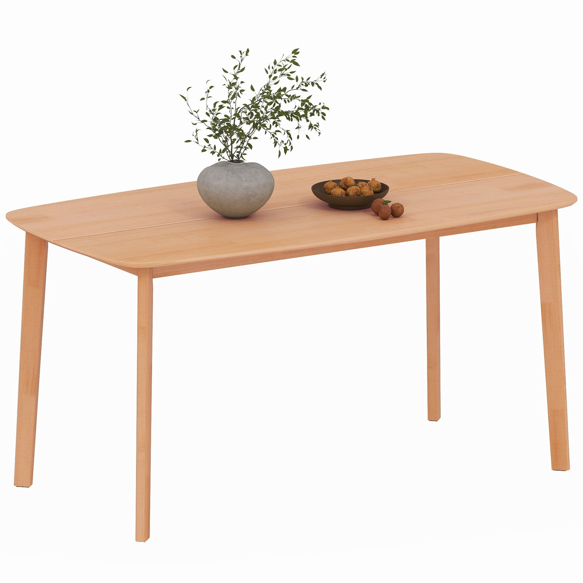 HOMCOM Pine Wood Dining Table for 6, 59" Rustic Rectangular Kitchen Table with Large Tabletop for Dining Room, Natural