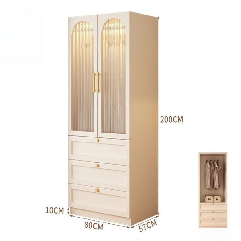 Wardrobe household bedroom solid wood cabinet to top opposite door glass combination large wardrobe with drawers combination cabinet factory