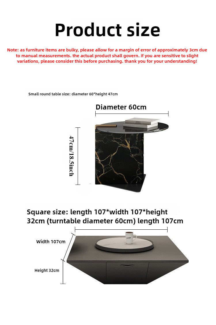 Italian light luxury living room coffee table side table combination modern simple square home minimalist small household shape surprising quiet wind new model