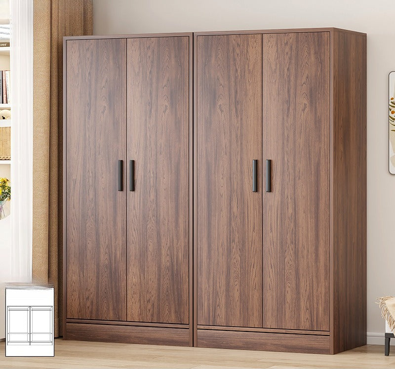 Bailuo popular rental house wardrobe home new bedroom hanging walnut wardrobe small apartment 2025 retro assembly