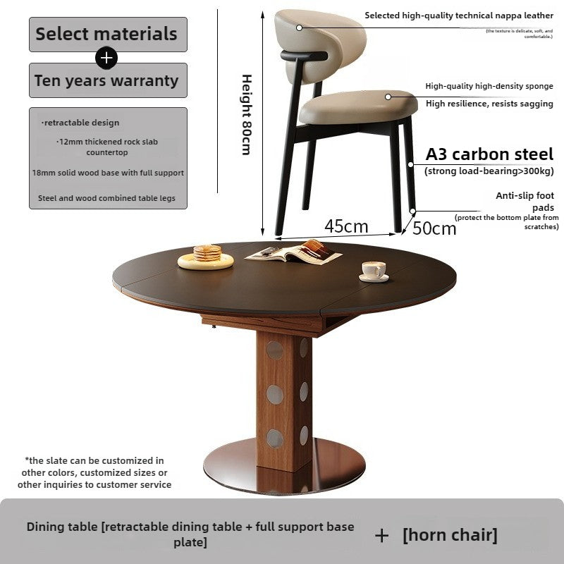 French medieval rock slab dining table household small apartment Berg table foldable Bauhaus function dining chair round table