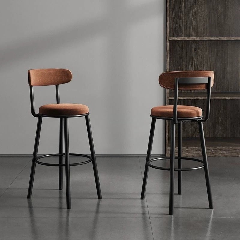 Modern simple wrought iron bar chair high stool Nordic home backrest bar chair light luxury black bar chair high chair
