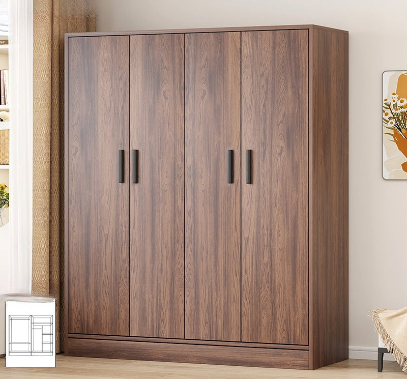 Bailuo popular rental house wardrobe home new bedroom hanging walnut wardrobe small apartment 2025 retro assembly