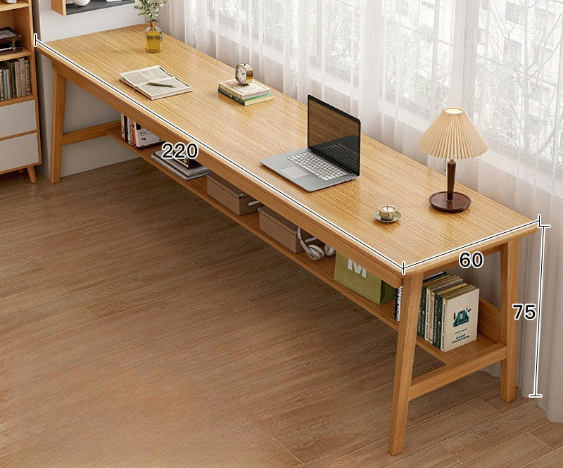 Long table against the wall Narrow table Rectangle desk Double desk Household computer desk Solid wood leg workbench