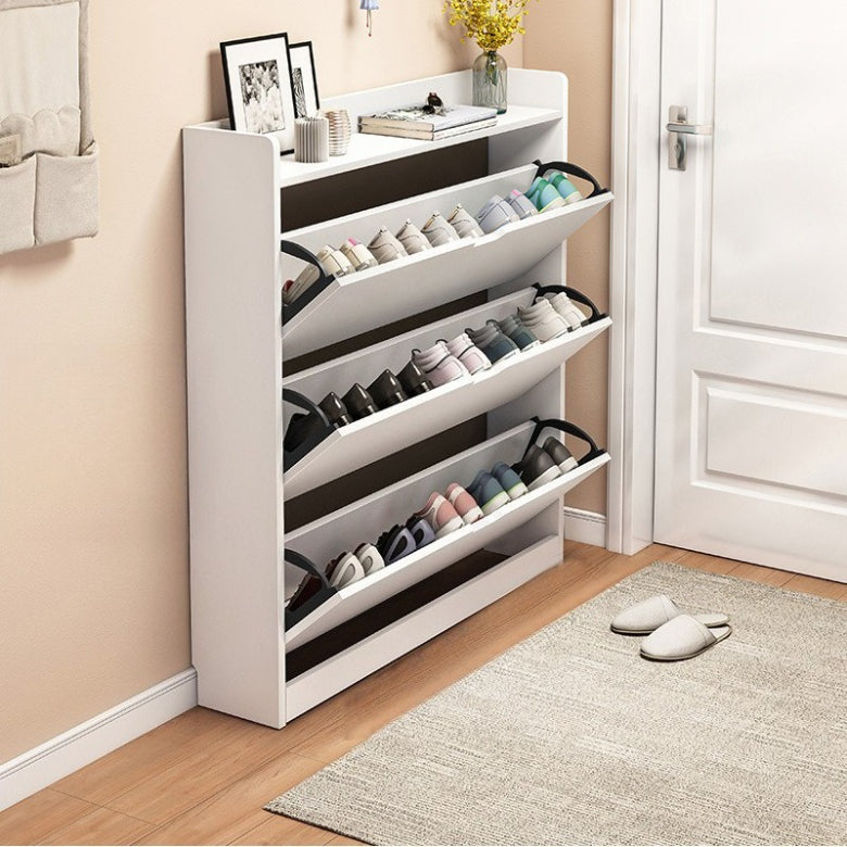 Tipping bucket shoe cabinet narrow and ultra-thin 17cm household e****mical door large-capacity entrance cabinet multi-layer simple storage shoe rack