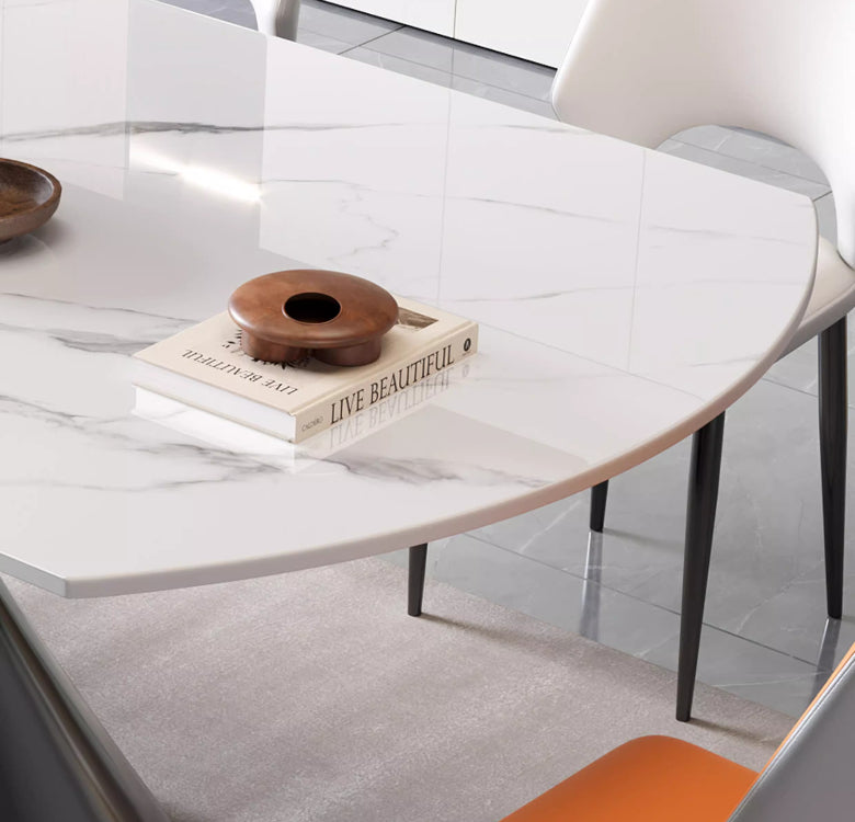 Italian light luxury rotating rock slab dining table household small apartment square and round dual-purpose retractable folding dining table and chair combination