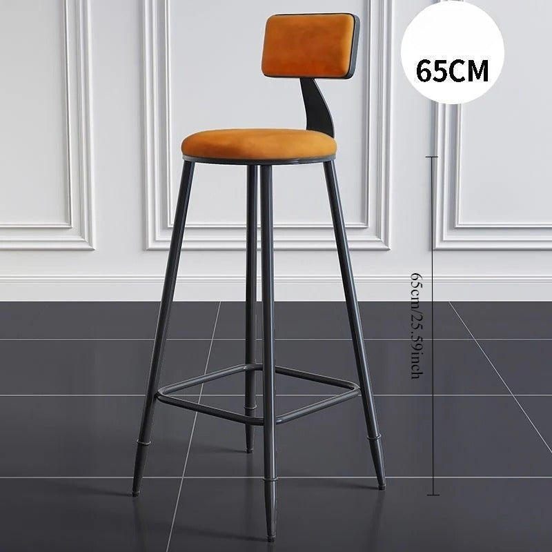 Wrought iron bar chair Modern simple home backrest Bar stool Bar chair High stool Nordic milk tea shop Front desk chair