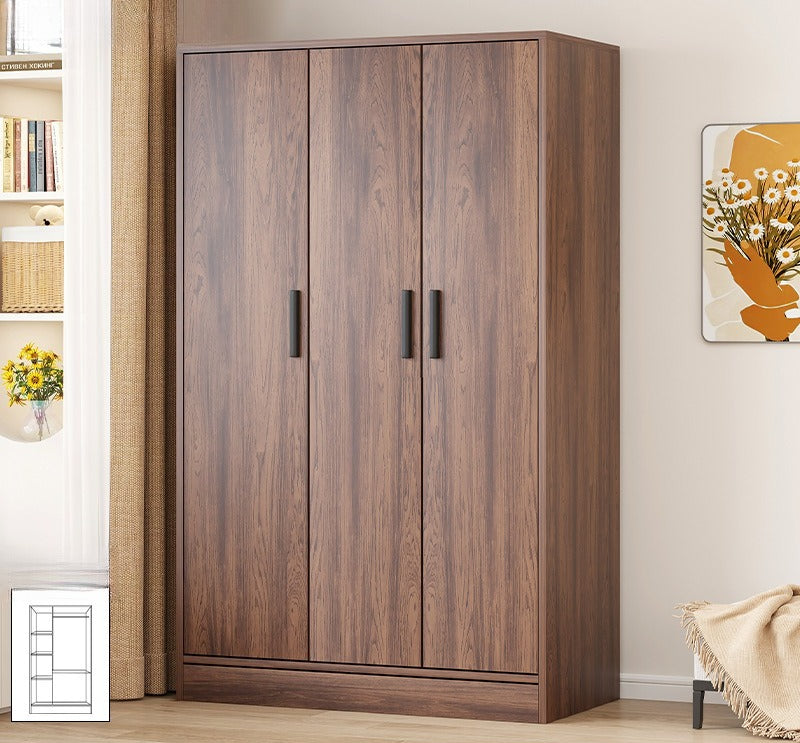 Bailuo popular rental house wardrobe home new bedroom hanging walnut wardrobe small apartment 2025 retro assembly