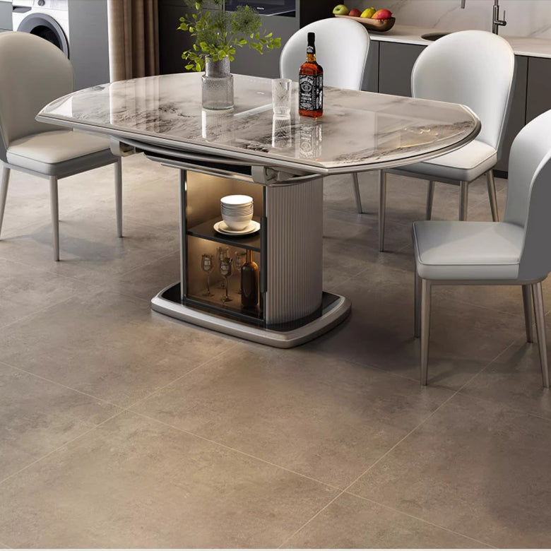 Italian light luxury telescopic folding square and round dual-purpose dining table small apartment storage microcrystalline stone table and chair combination restaurant dining table