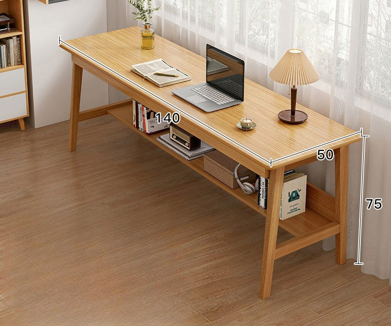 Long table against the wall Narrow table Rectangle desk Double desk Household computer desk Solid wood leg workbench