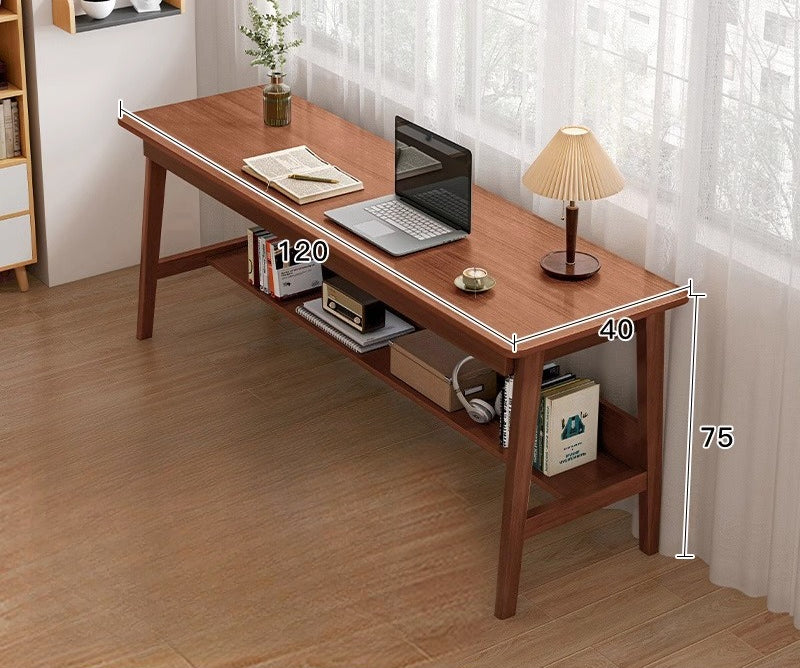 Long table against the wall Narrow table Rectangle desk Double desk Household computer desk Solid wood leg workbench